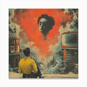 Man Looking At A City Canvas Print