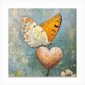 Butterfly Resting on Heart Flower 8 Canvas Print