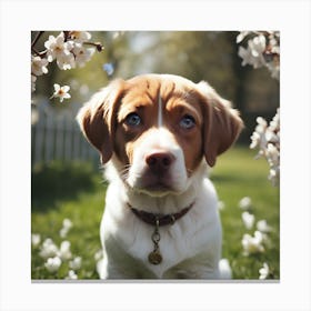 Puppy In Bloom Canvas Print