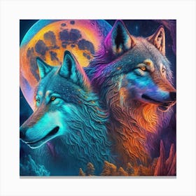 Wolf In The Moonlight 2 Canvas Print