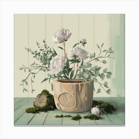 Peonies In A Pot Canvas Print