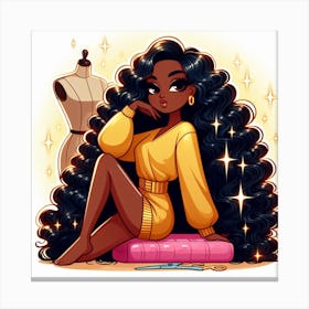 Black Girl With Long Hair 2 Canvas Print