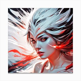 Girl With White Hair And Red Hair Canvas Print