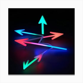 Abstract Navigation Arrows Glowing Neon Colors Against A Dark Gradient Background Suggested Moveme (2) Canvas Print