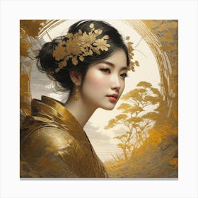 Asian Woman In Gold 1 Canvas Print