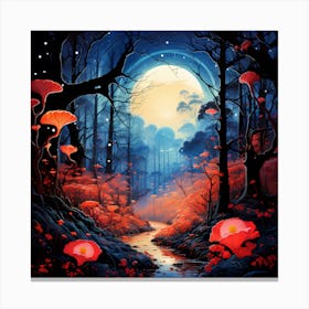 Moon Rising Over Enchanted Forest Canvas Print