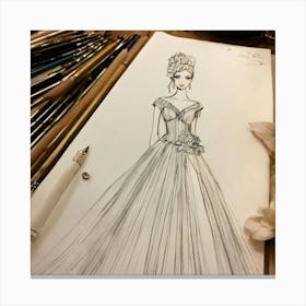 Wedding Dress Drawing Canvas Print