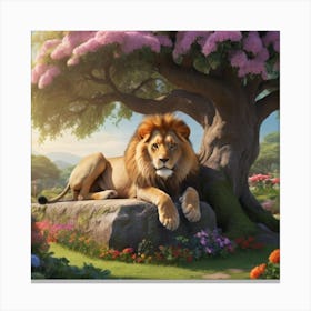 Lion In The Forest Canvas Print