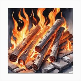 Realistic Fire Flat Surface For Background Use Watercolor Trending On Artstation Sharp Focus Stu (7) Canvas Print