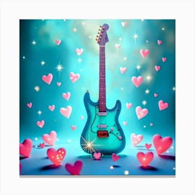 Electric Guitar With Hearts Canvas Print