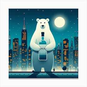 Polar Bear Holding A Bottle Of Vodka 1 Canvas Print