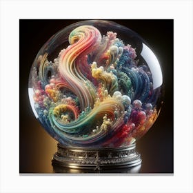 A Crystal Ball With Colorful Water Moving Inside It Canvas Print