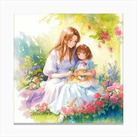 Beautiful Woman Holding Her Baby Girl And 1 (2) Canvas Print