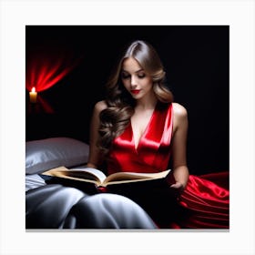 Woman Reading A Book Canvas Print