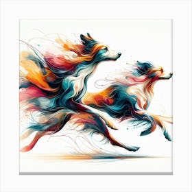 Two Dogs Running Canvas Print