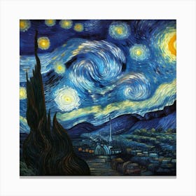 The Starry Night, Vincent Van Gogh 3 Canvas Print