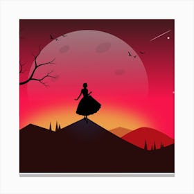 girl at sunset Canvas Print