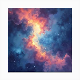 Shimmering Nebulae In Watercolor With Vivid Colors 1 Canvas Print