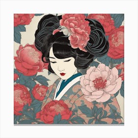 Peony Girl 1 Canvas Print