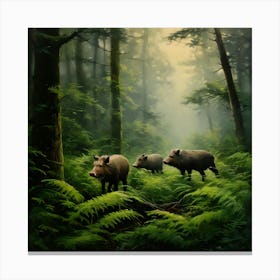 Pigs In The Forest art print 1 Canvas Print