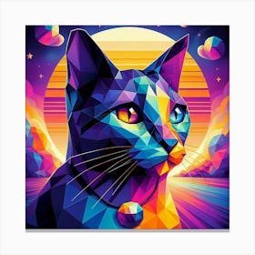 Lavender Low Poly Cat Canvas Print