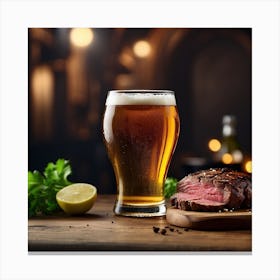 Steak And Beer Canvas Print