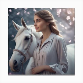 Woman And A Horse 1 Canvas Print