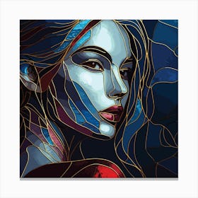 Portrait Of A Woman In Stained Glass Style 1 Canvas Print