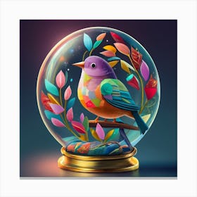 Bird In A Glass Globe Canvas Print