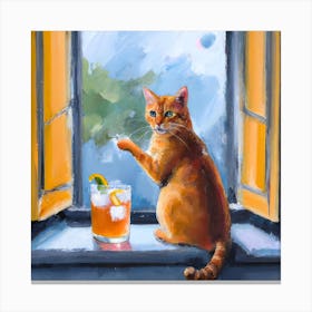 Aperol Spritz Tequila Cat Canvas Print
