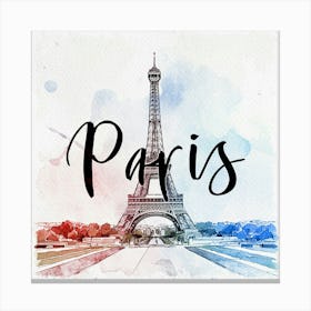 Paris Watercolor Painting, Eiffel Tower Canvas Print