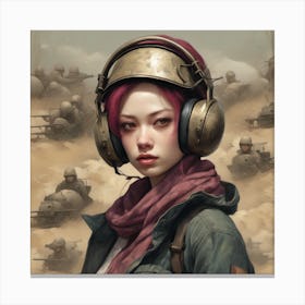 Girl With Headphones Canvas Print