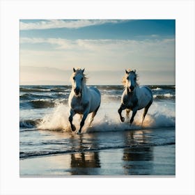 Horses Running On The Beach 1 Canvas Print