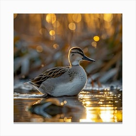 Swan At Sunset 1 Canvas Print