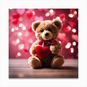 Valentine'S Day Teddy Bear Canvas Print