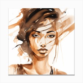 Watercolor Portrait Of A Woman Canvas Print