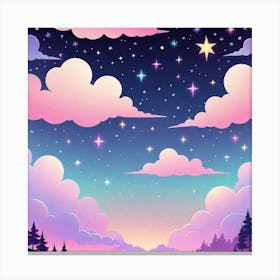 Sky With Twinkling Stars In Pastel Colors Square Composition 217 Canvas Print