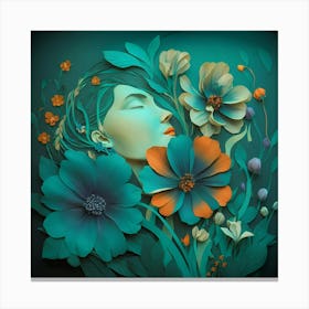 Woman With Flowers 8 Canvas Print