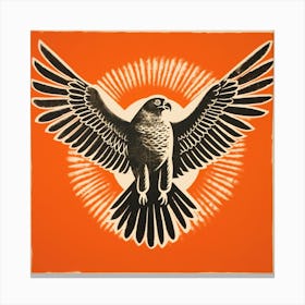 Retro Bird Lithograph Falcon 5 Canvas Print