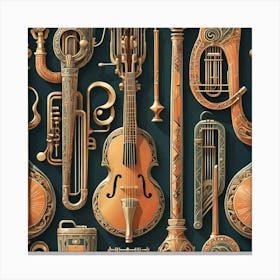 Musical Instruments Seamless Pattern 2 Canvas Print