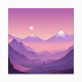 Misty mountains background in purple tone 81 Canvas Print