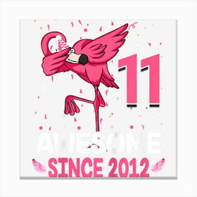 Kids 11 Years Old Awesome Since 2012 Dab Flamingo 11th Birthday Canvas Print