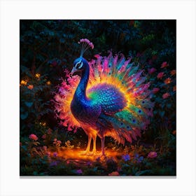 Peacock At Night 2 Canvas Print