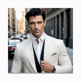 Man In A White Suit 2 Canvas Print