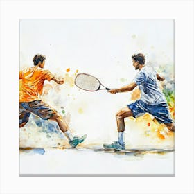 Tennis Players In Action Canvas Print