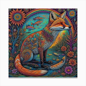 Rainbow Fox Canvas Print