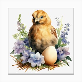 Chick In The Nest Canvas Print