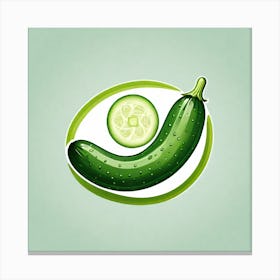 Cucumber On A Green Background 2 Canvas Print