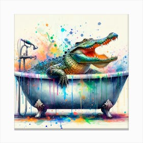 Alligator In Bathtub Canvas Print