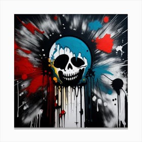 Skull With Paint Splatters Canvas Print